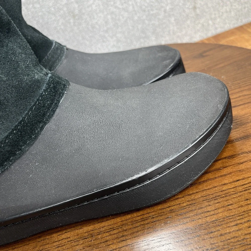 Crocs  Modessa Boot Women's Size 7 Black Faux Fur Suede Button Synthetic Slip On